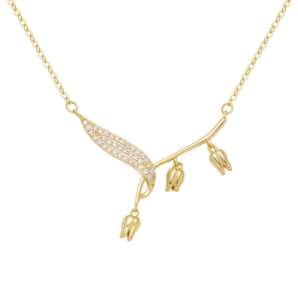 Damen elegante Halskette mit botanischem Design und funkelnden Zirkonia Shop Nory