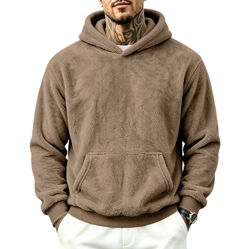 Herren Kuscheliger Fleece-Hoodie mit Kängurutasche und geripptem Saum Shop Nory
