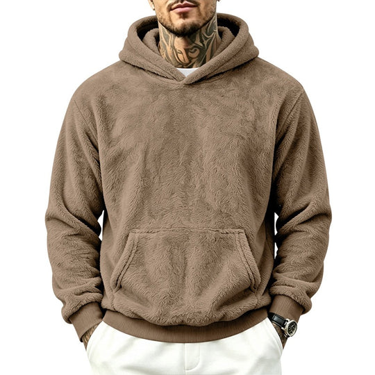 Herren Kuscheliger Fleece-Hoodie mit Kängurutasche und geripptem Saum Shop Nory