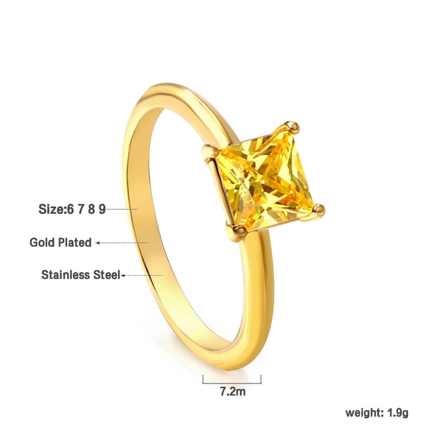 Damen Ring mit funkelndem Kristall und hochwertiger goldplattierter Oberfläche Shop Nory