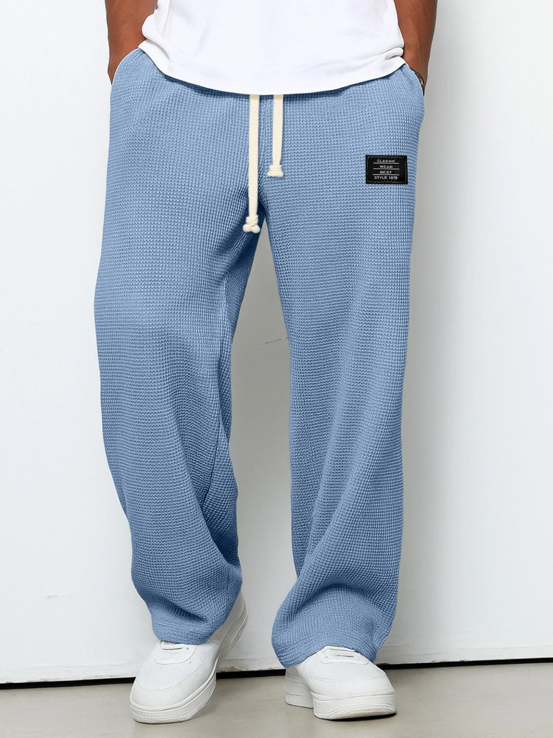 Herren nan lässige Waffelstruktur Lounge-Hose mit Kordelzug, elastischem Bund und weiter Passform Shop Nory