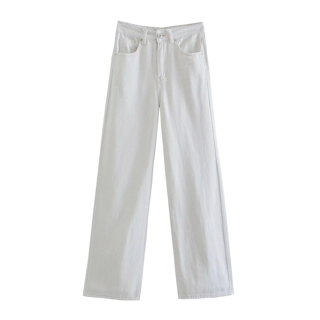 Damen Hochtaillierte weit geschnittene Jeans mit weitem Bein, hoher Taille und rohem Saum Shop Nory