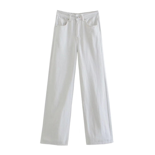 Damen Hochtaillierte weit geschnittene Jeans mit weitem Bein, hoher Taille und rohem Saum Shop Nory
