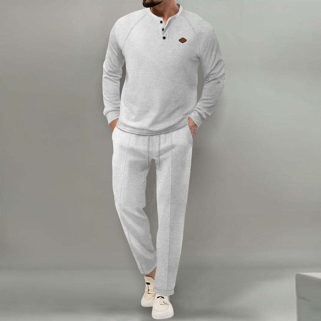 Herren hochwertiger Freizeitanzug mit Knopfleiste und eleganten Taschen
