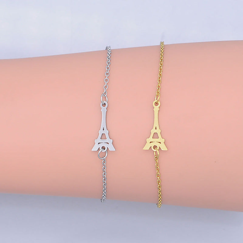 Damen Armband mit filigranem Eiffelturm-Anhänger Shop Nory