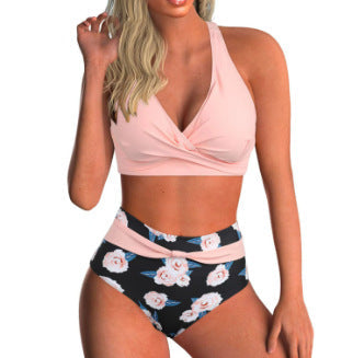 Damen Hochgeschnittenes Bikini-Set mit elegantem Wickel-Top und Comfort-Bund