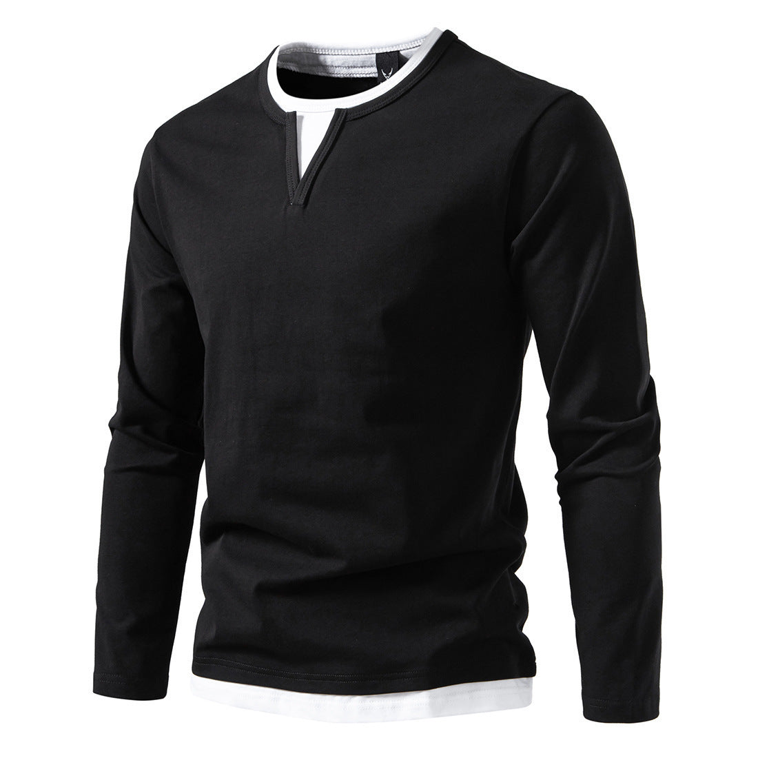 Herren Langarmshirt mit modernem V-Ausschnitt und coolen Layering-Details