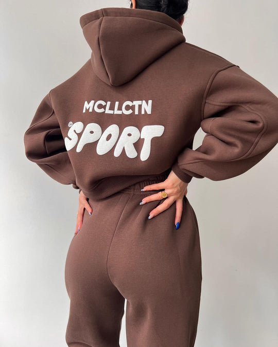 Damen Cropped Kapuzenpullover und High‑Waist Jogginghose Lounge‑Set aus Baumwollfleece Shop Nory