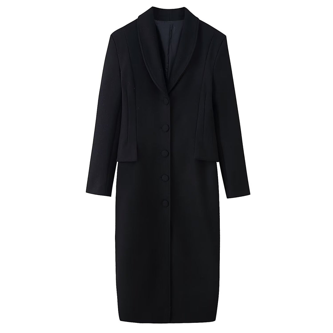 Damen Langer Wollmixmantel mit Schalkragen und taillierter Silhouette Shop Nory