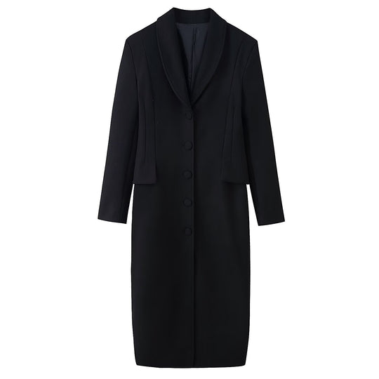 Damen Langer Wollmixmantel mit Schalkragen und taillierter Silhouette Shop Nory