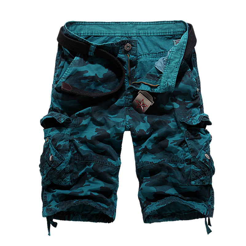 Herren Camo Cargo-Shorts mit mehreren Taschen und verstellbarem Bund
