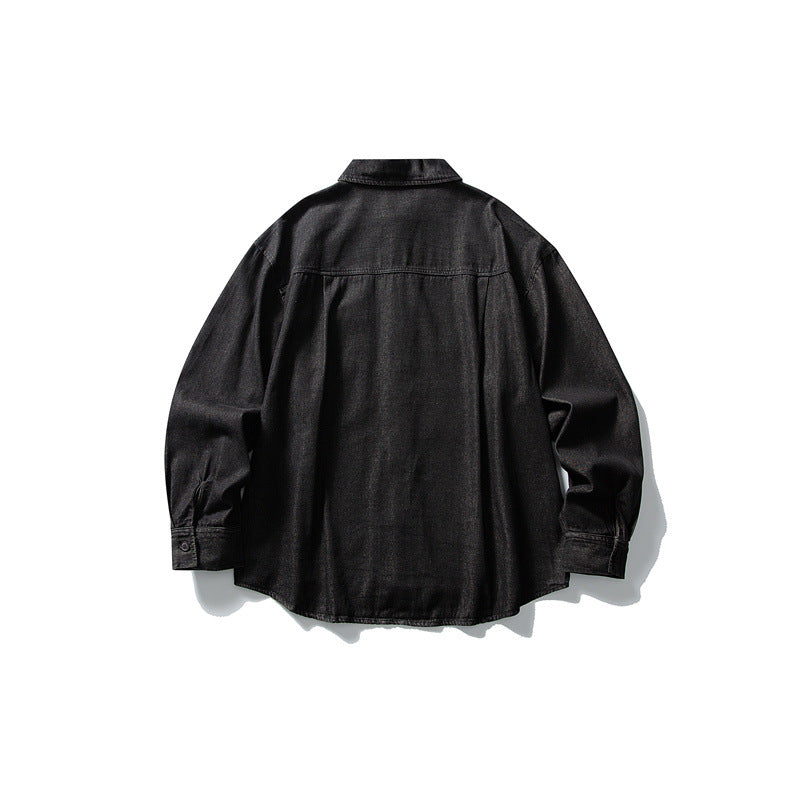 Herren Oversized Denim‑Hemdjacke mit traditionellen Knotenknöpfen Shop Nory