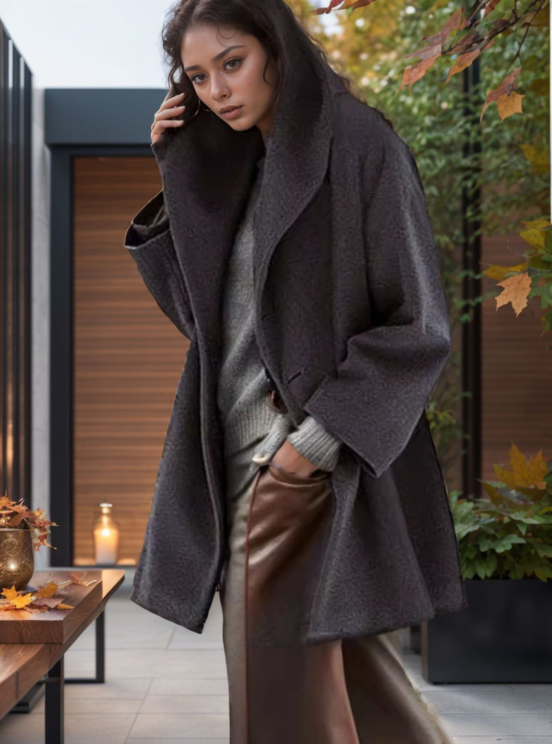 Damen Kapuzen-Teddycoat im Oversize‑A‑Linienschnitt mit überschnittenen Schultern Shop Nory