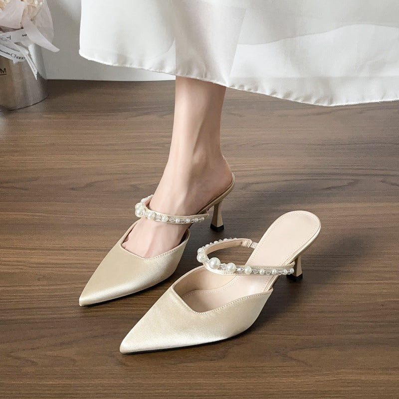 Damen Elegante Slingback-Pumps mit modischen Perlenakzenten