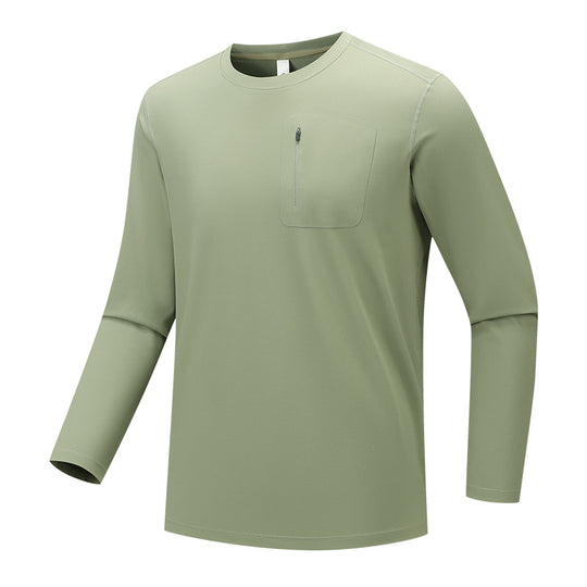 Herren Multifunktionales Langarm-Techshirt mit Brust-Reißverschlusstasche Shop Nory