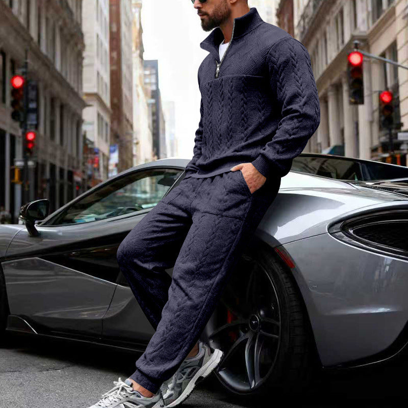 Herren Waffelstruktur-Halbzip-Loungewear-Set mit Cargo-Jogger Shop Nory