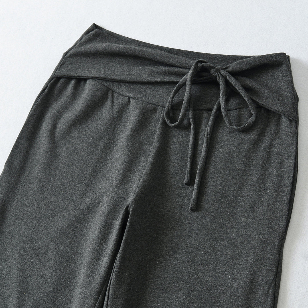 Damen Weite Jersey-Loungehose mit Umschlagbund und Tunnelzug Shop Nory