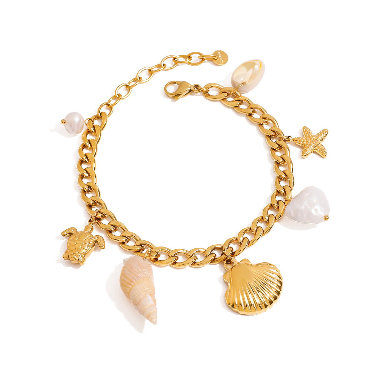 Damen Fußkettchen mit maritimen Motiv-Anhängern und hypoallergener Edelstahlverarbeitung Shop Nory