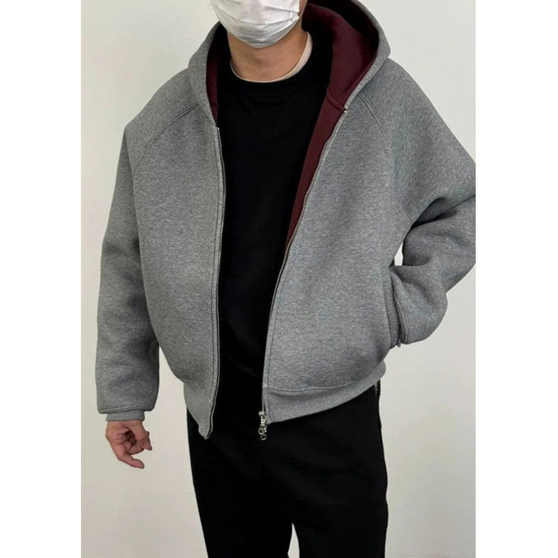 Herren Oversize-Kapuzensweatjacke aus schwerem French-Terry mit Zwei-Wege-Reißverschluss Shop Nory