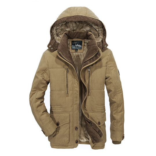 Herren Winterparka mit Teddyfutter, Kapuze und wasserabweisender Canvas-Außenschicht Shop Nory