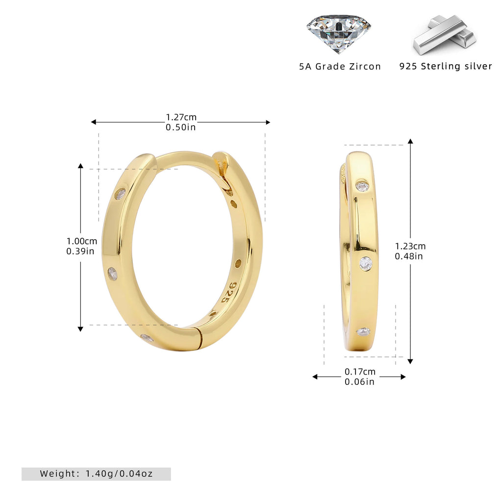 Damen Creolen mit funkelnden Zirkon-Akzenten aus 925 Sterling Silber Shop Nory