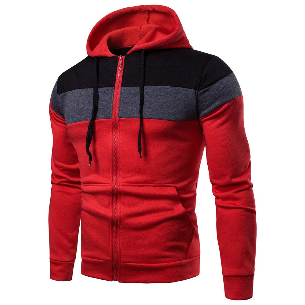 Herren sportliche Kapuzenjacke mit Farbblockdesign