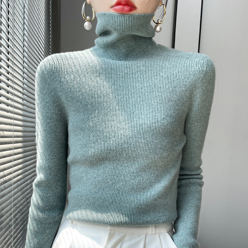 Damen Schmaler Rollkragenpullover aus Kaschmir‑Mix mit extralangem Ärmelabschluss Shop Nory