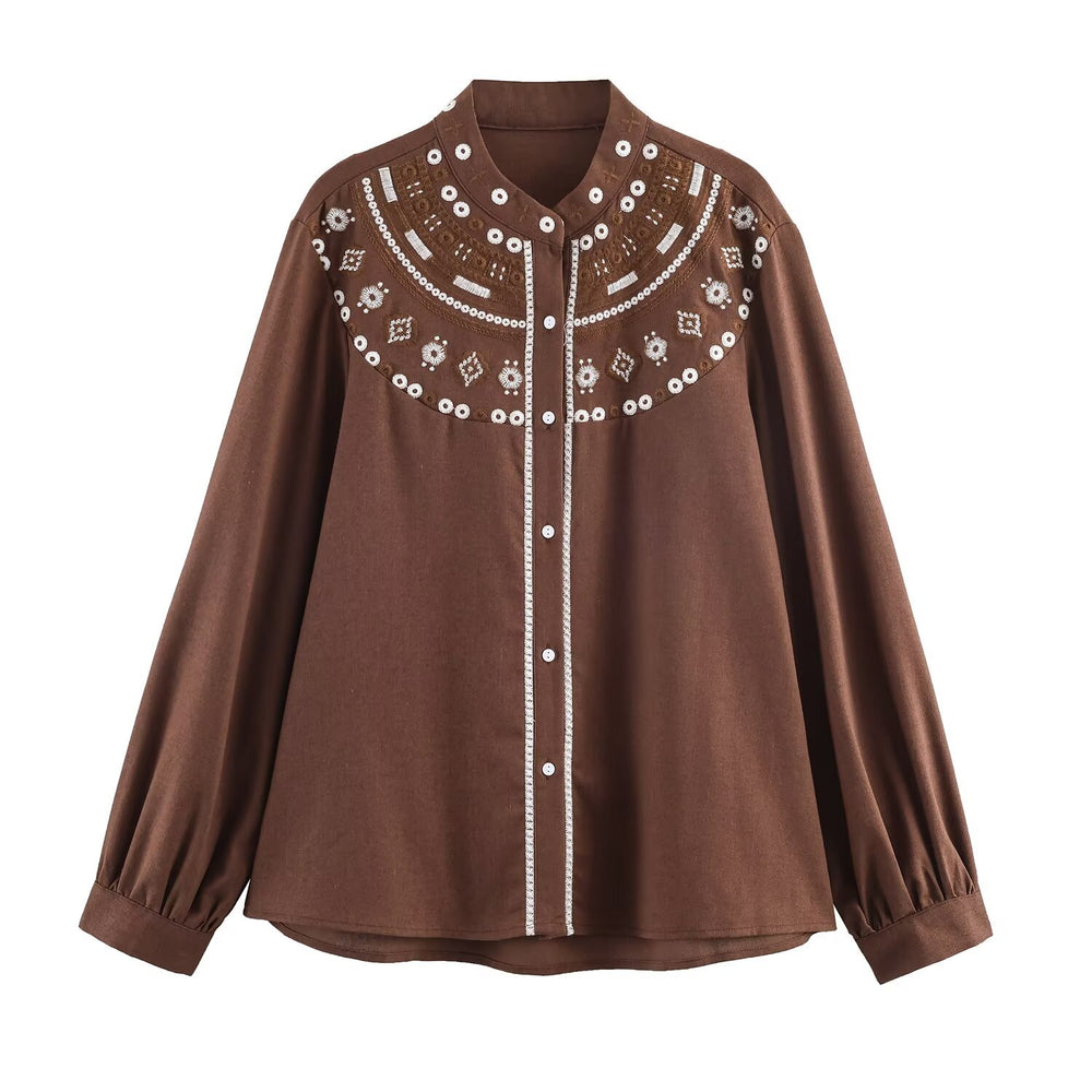 Damen zweiteiliges Blusen- und Midirock-Set mit besticktem Yoke und Pailletten Shop Nory