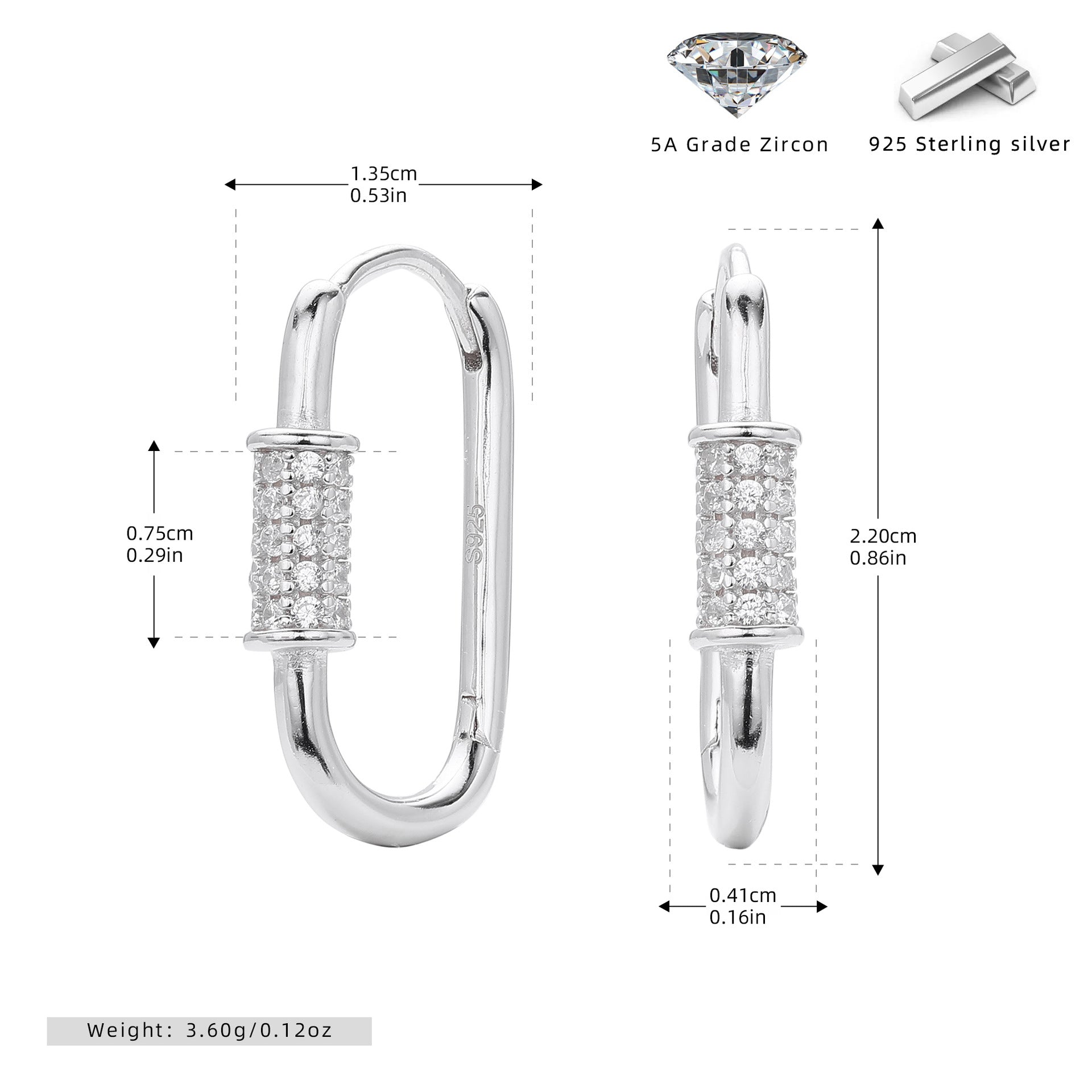 Damen Ohrhänger mit funkelnden Zirkonia und elegantem Verschluss Shop Nory