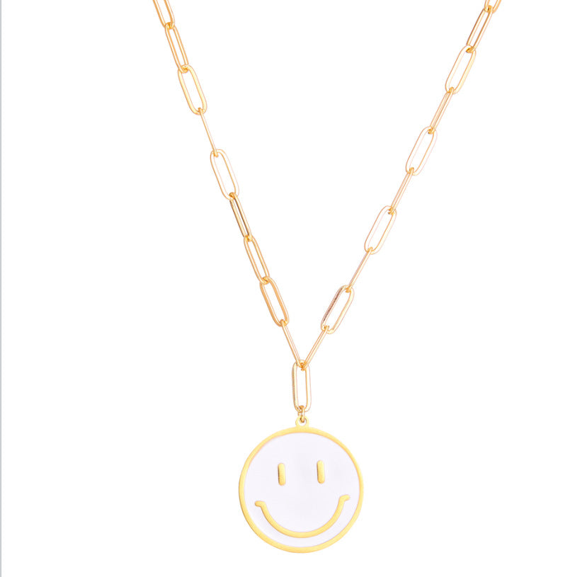 Damen Halskette mit lächelndem Emblem und moderm Kettendesign Shop Nory