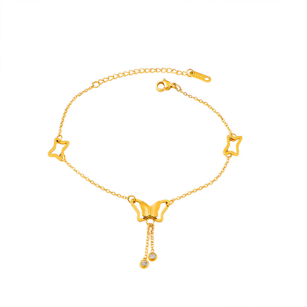 Damen Butterfly-inspirierte verstellbare Ketten-Fußkette Shop Nory