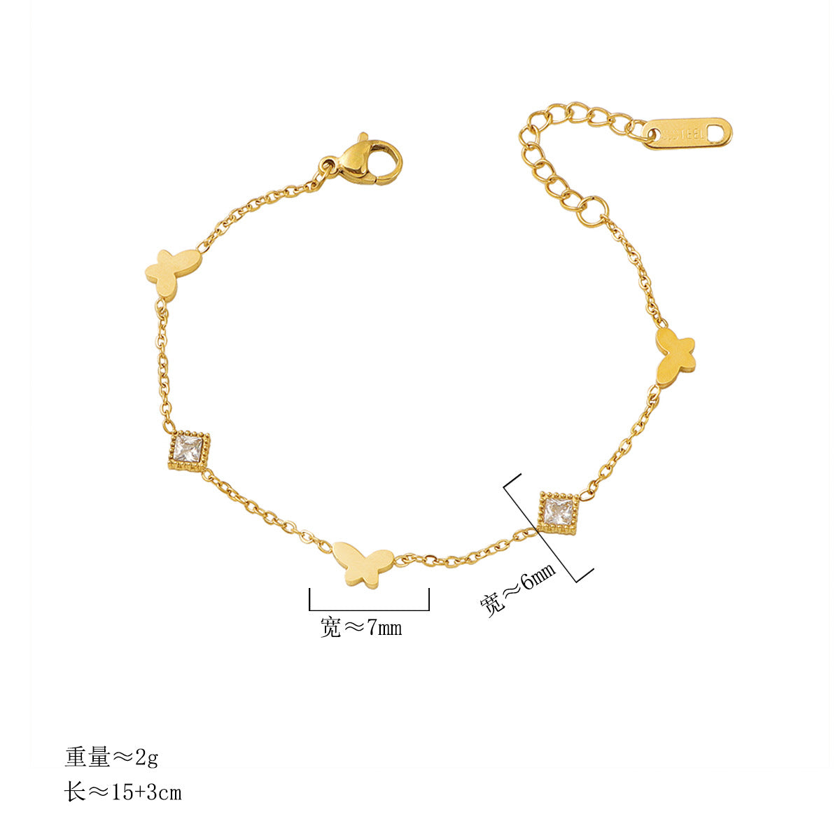 Damen filigranes Armband mit verspieltem Schmetterlings- und Zirkonia-Design Shop Nory