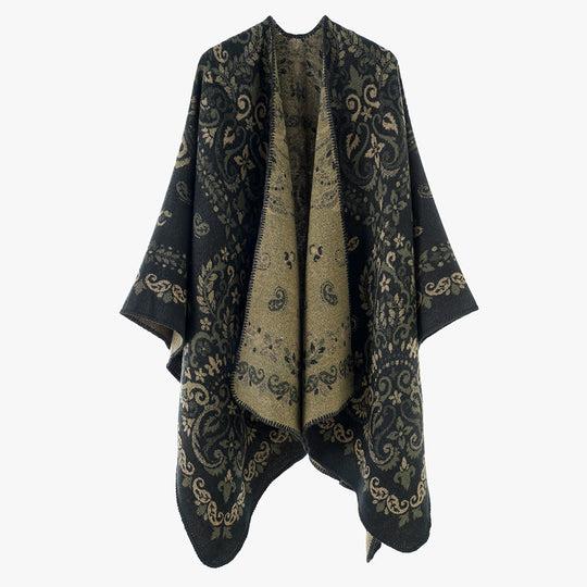 Damen Reversibler Ornamentaler Capeponcho mit feiner Jacquardstruktur Shop Nory