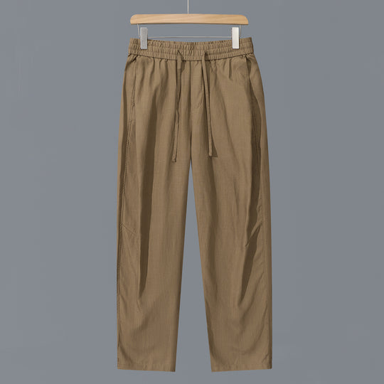 Herren Leinen-Baumwollhose mit elastischem Bund und Tunnelzug Shop Nory