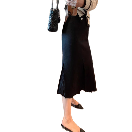 Damen Eleganter Midirock mit Schlitzen Shop Nory