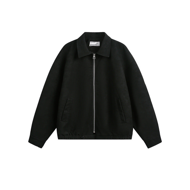 Unisex Boxy-Blousonjacke mit durchgehendem Metallreißverschluss und Hemdkragen Shop Nory