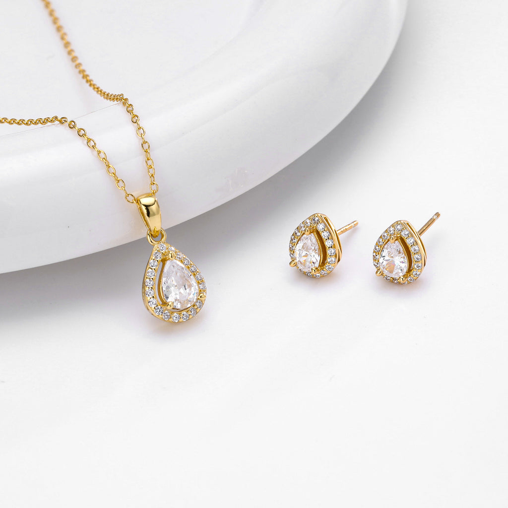 Damen Halskette mit tropfenförmigem Zirkonanhänger aus 925 Sterlingsilber und elegantem Design Shop Nory