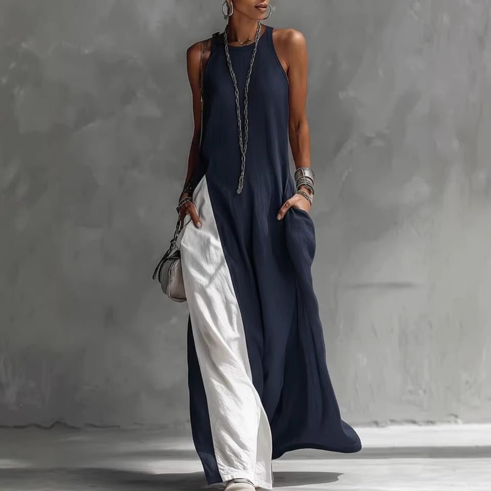 Damen Lässiges Maxikleid mit asymmetrischem Schnitt und tiefem Rückenausschnitt