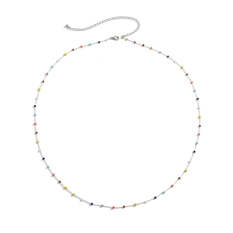 Damen zarte Kette mit bunten Kristallelementen Shop Nory