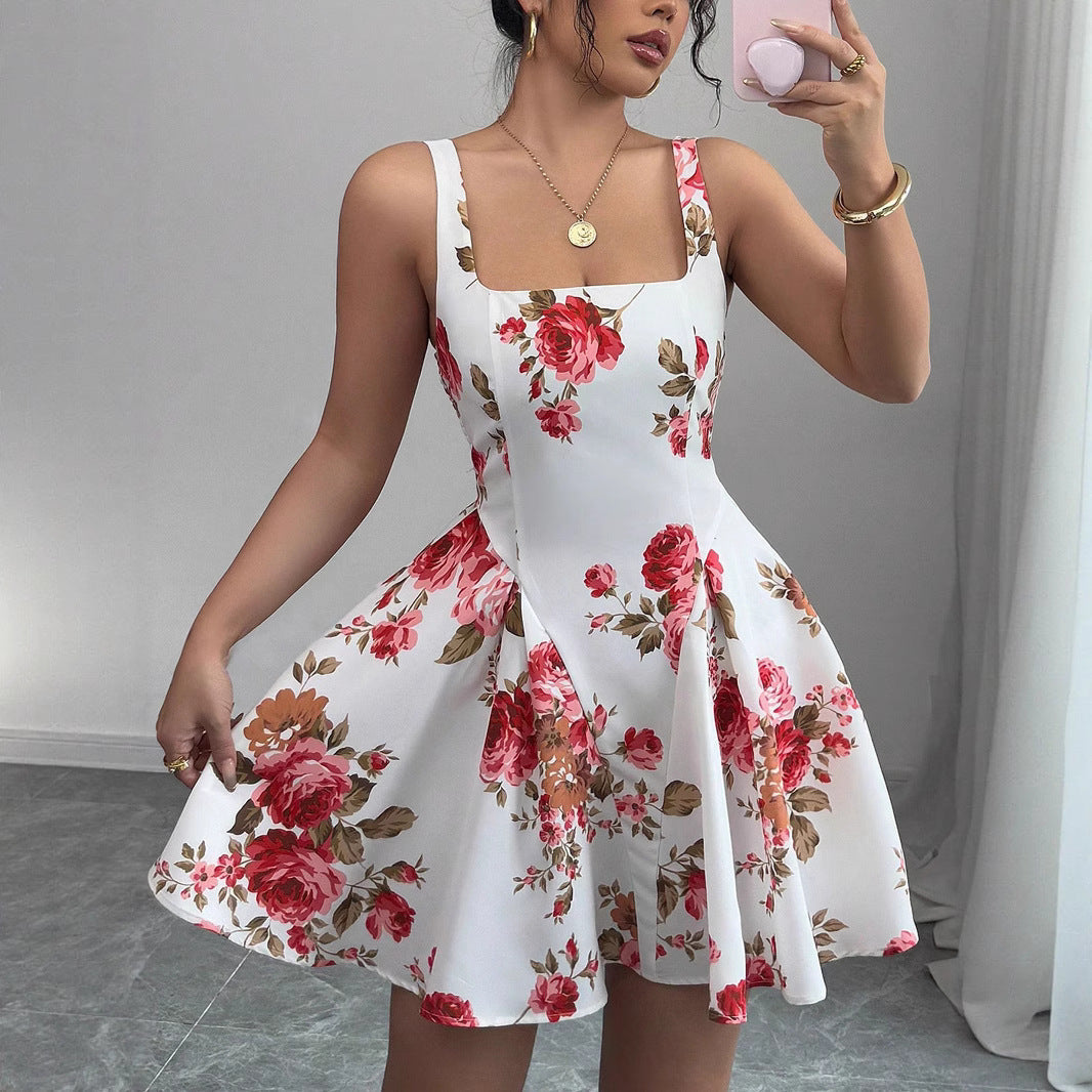 Damen Sommerliches Fit-and-Flare Kleid mit Blumenmuster Shopnory