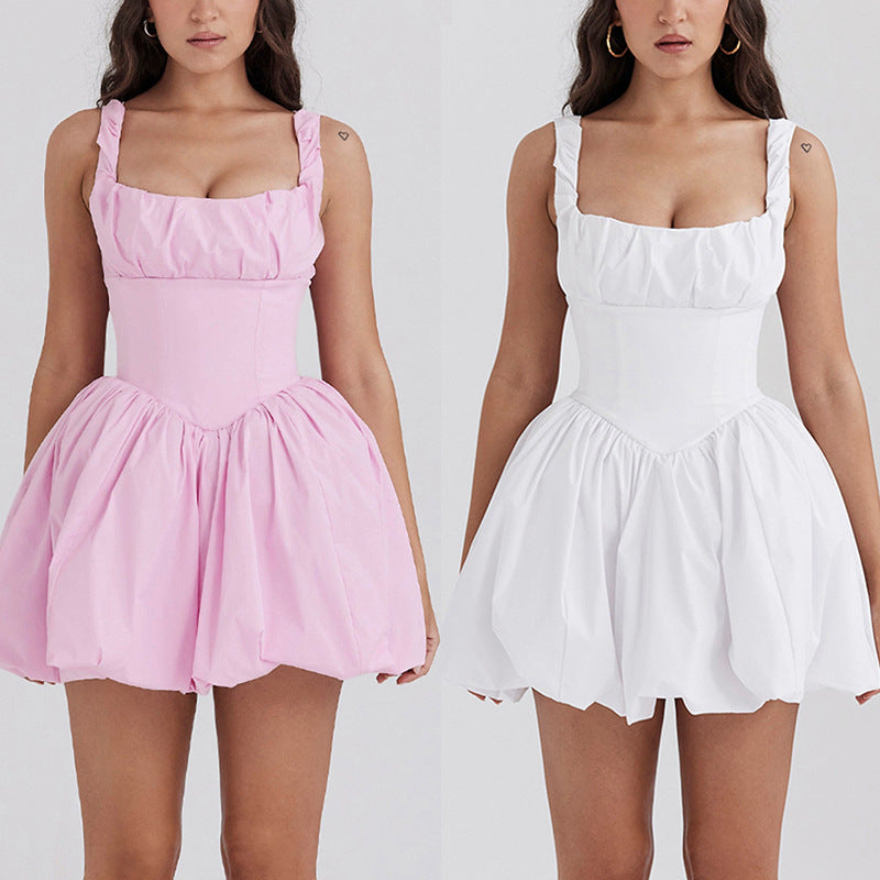 Damen Ballonkleid mit Spitzenakzenten