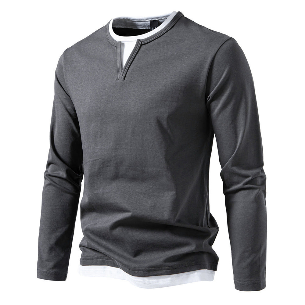 Herren Langarmshirt mit modernem V-Ausschnitt und coolen Layering-Details