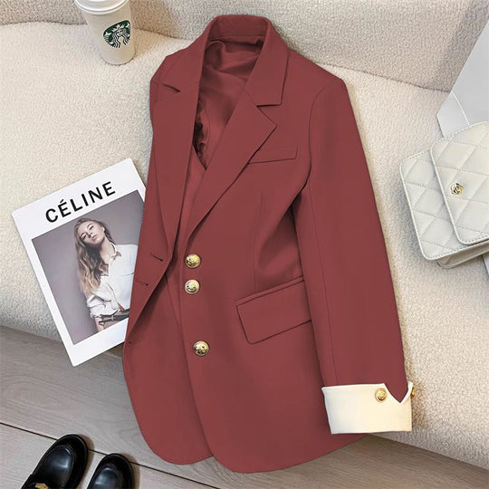 Damen Eleganter Blazer mit Goldknopfdetails Shop Nory