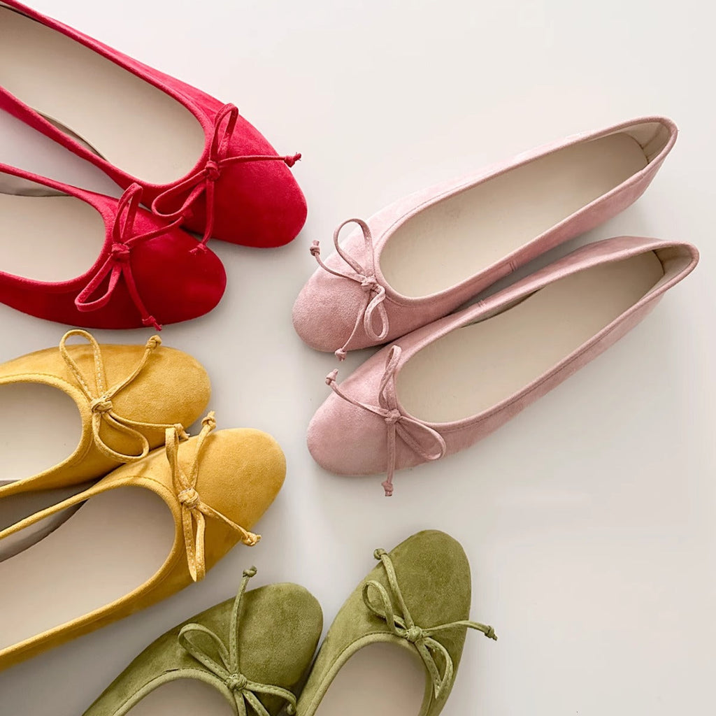 Damen Ballerinas mit zartem Schleifen-Detail und hochwertigem Wildleder
