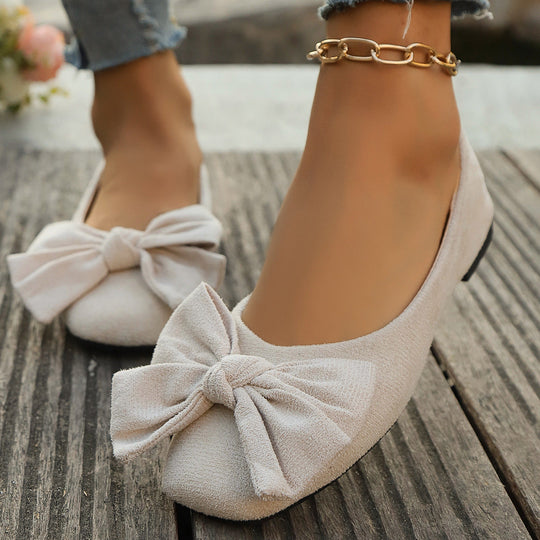 Damen Ballerina-Schuhe mit dekorativer Schleifenapplikation und bequemer Innenpolsterung Shopnory