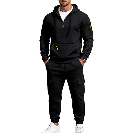 Herren Cargo-Jogging-Set mit Kapuze, halbem Reißverschluss und Mehrfachtaschen Shop Nory