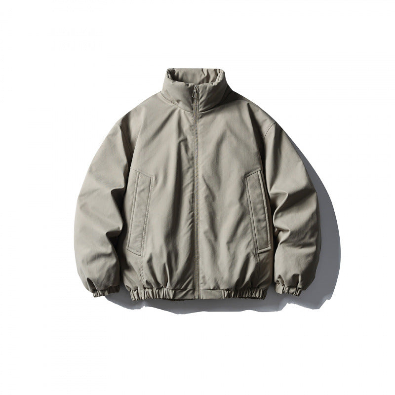 Unisex Boxy-kurz geschnittene wattierte Übergangsjacke mit hohem Stehkragen und elastischem Saum Shop Nory