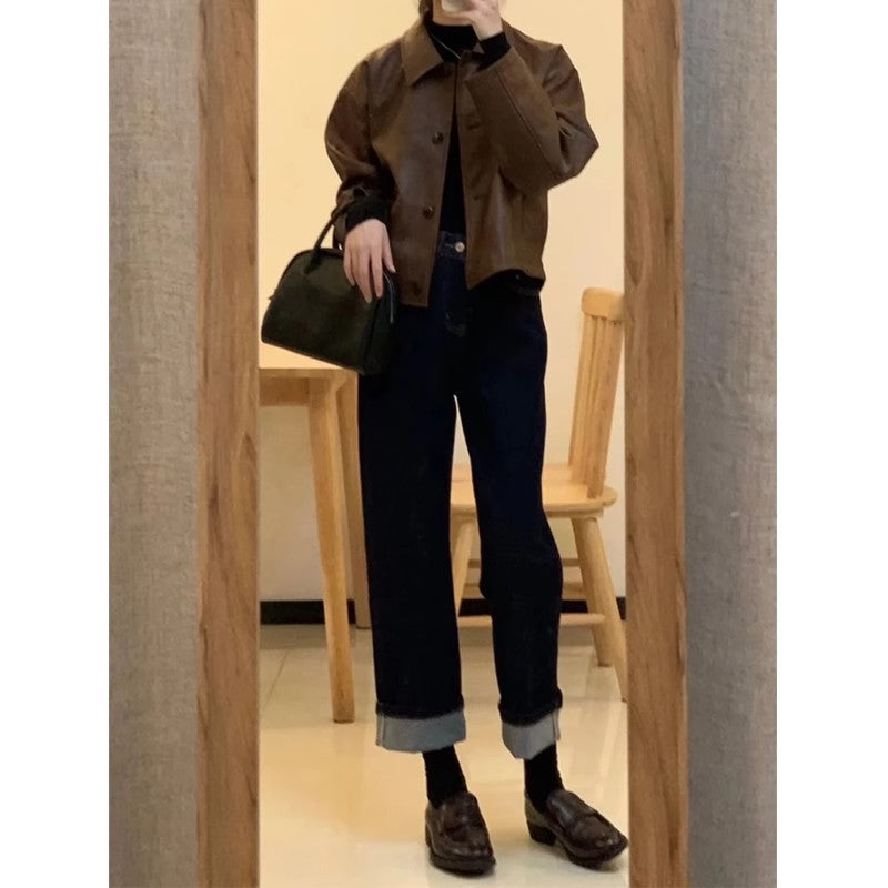 Damen Kurzjacke im Boxy-Schnitt mit Hemdkragen und Knopfleiste Shop Nory