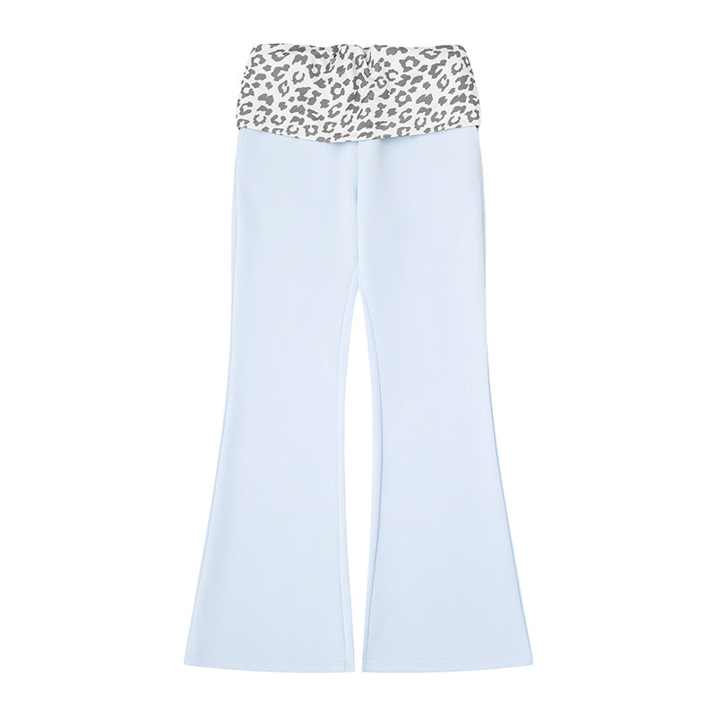 Damen Weite Jersey-Loungehose mit ausgestelltem Schlag und umgeschlagenem Leo-Bund Shop Nory