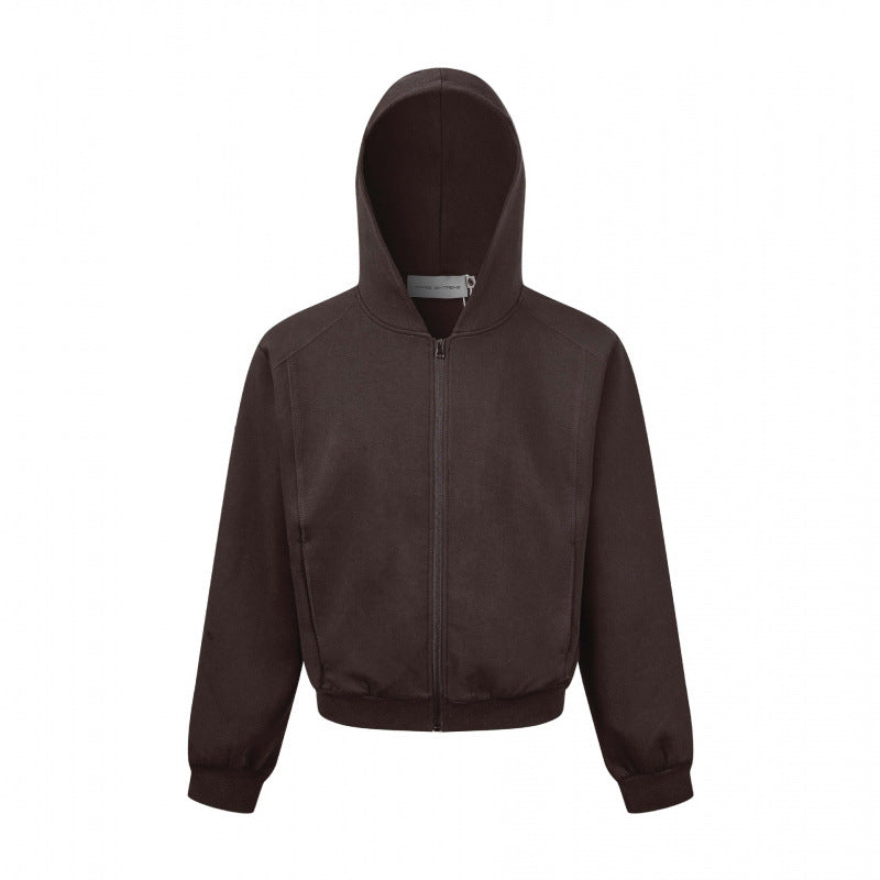 Unisex Kurz geschnittene Kapuzen-Zipjacke aus schwerem French-Terry mit elastischem Saum und Raglanärmeln Shop Nory
